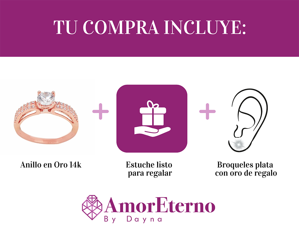 Amor Eterno - Anillo Europa / Oro Sólido 14k / Rosa