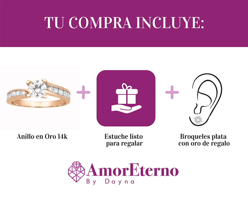 Amor Eterno - Anillo Elenna / Oro Sólido 14k / Rosa