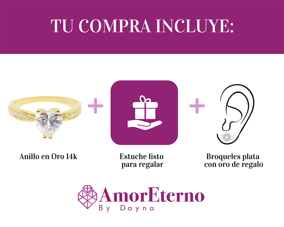 Amor Eterno - Anillo Corazón Amber / Oro 14K