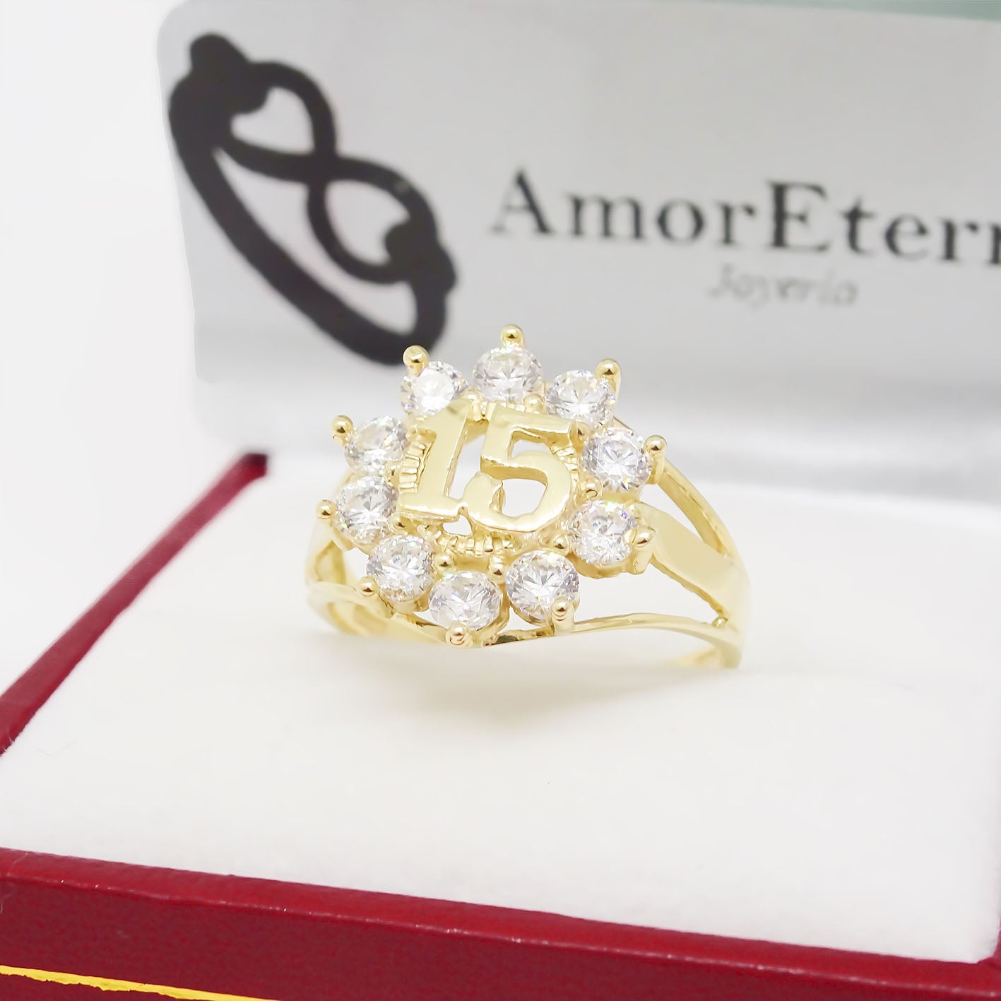 Amor Eterno - Anillo Xv Años / Rose / Oro 14k Solido