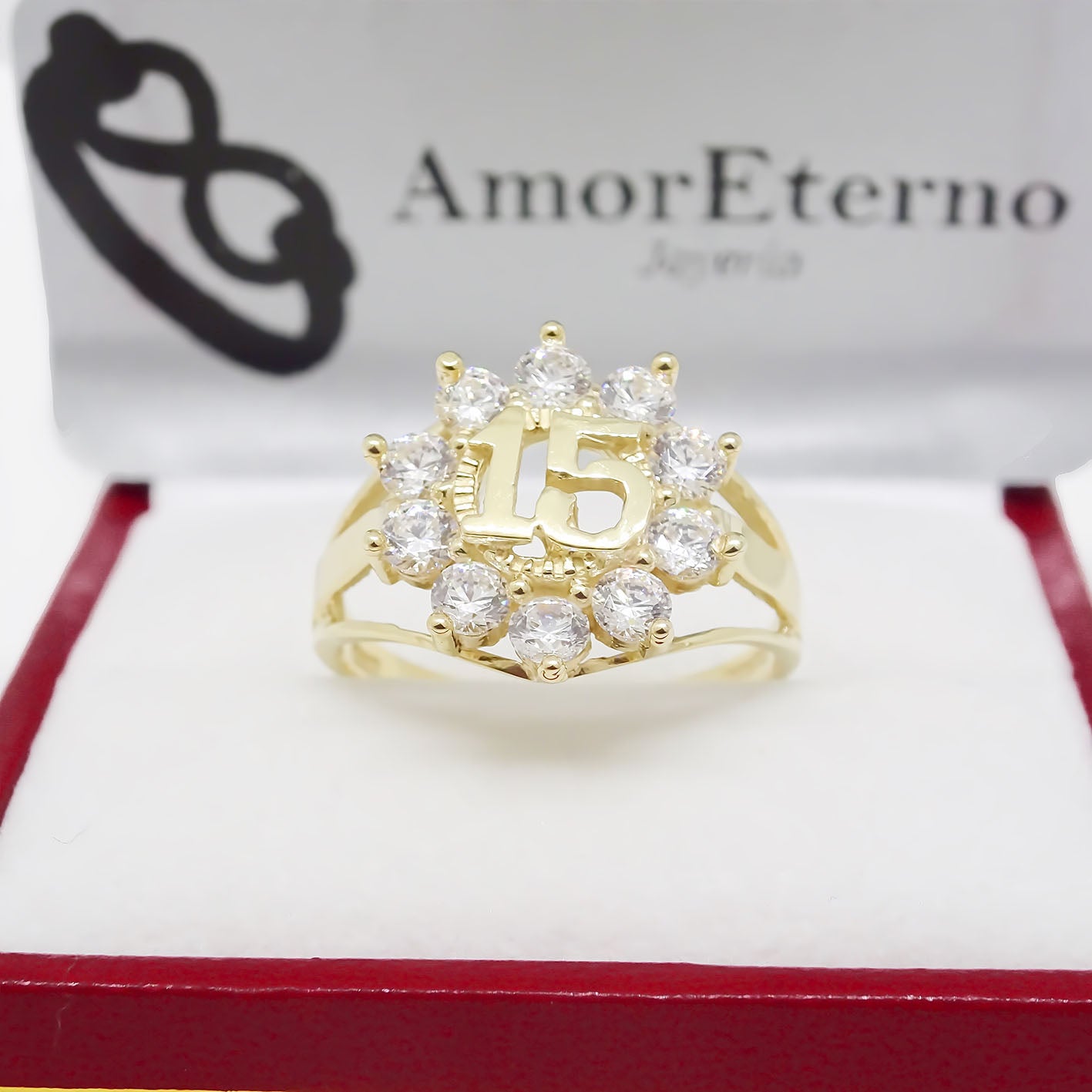 Amor Eterno - Anillo Xv Años / Rose / Oro 14k Solido