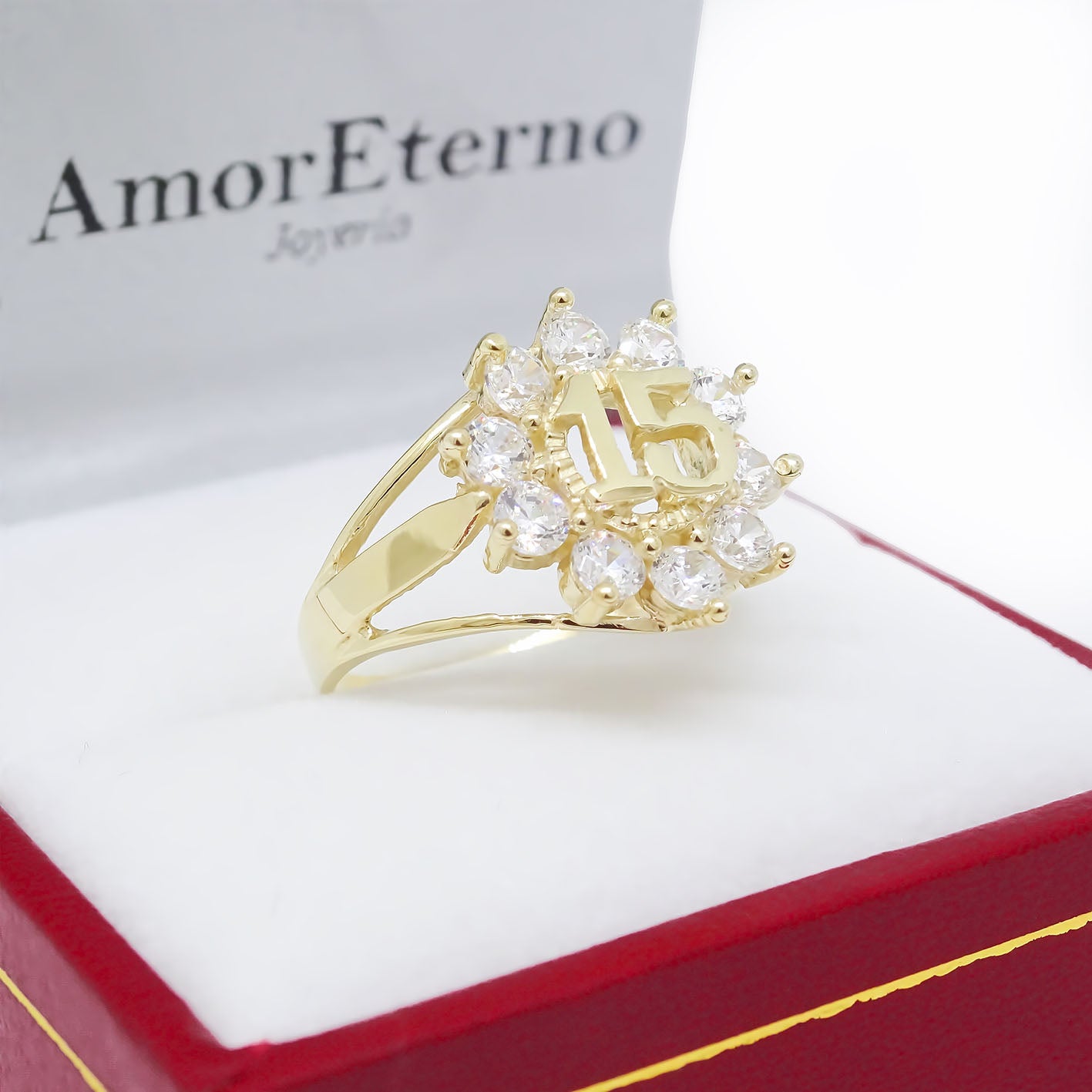 Amor Eterno - Anillo Xv Años / Rose / Oro 14k Solido