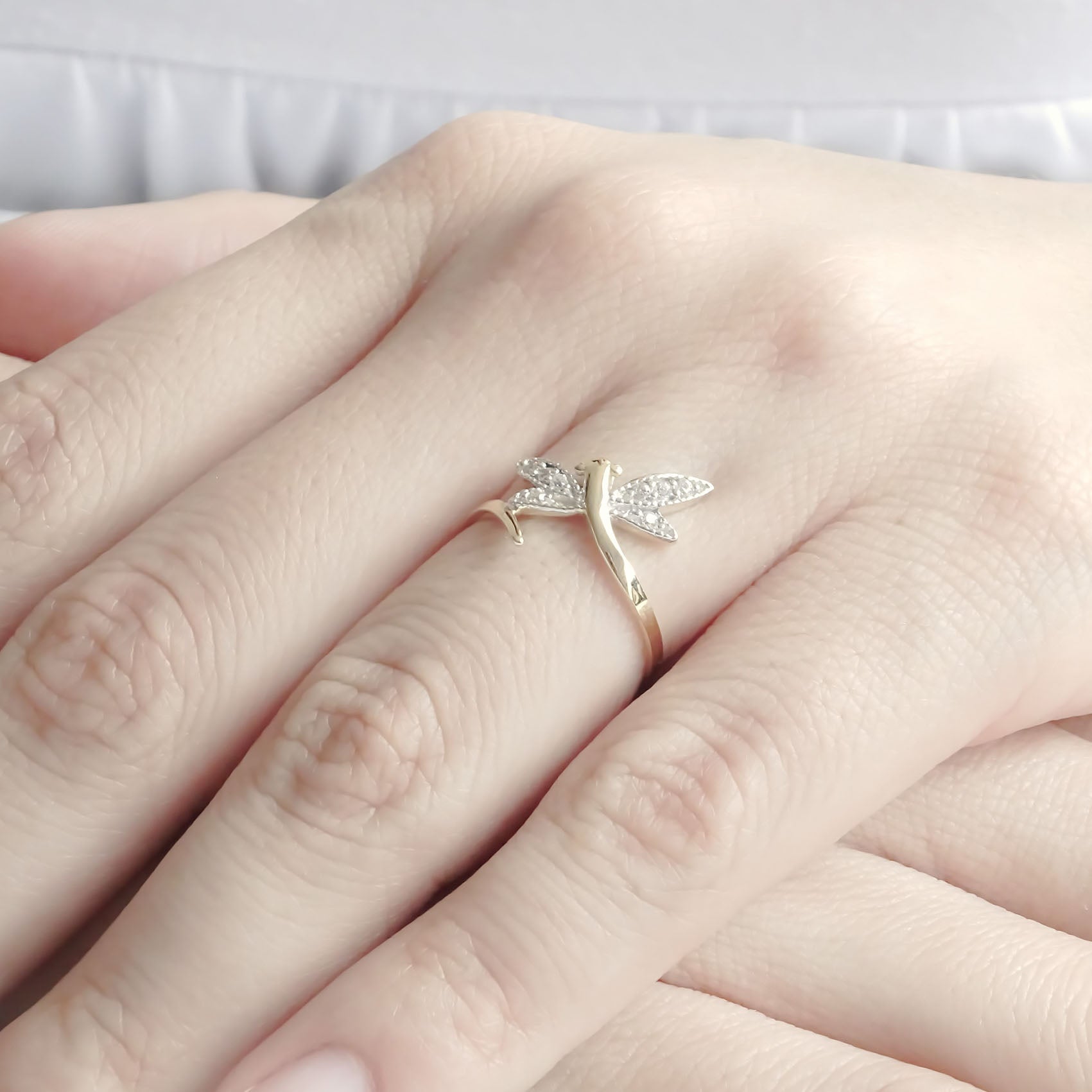 Amor Eterno - Anillo Libélula / Oro 14k Sólido / Amarillo