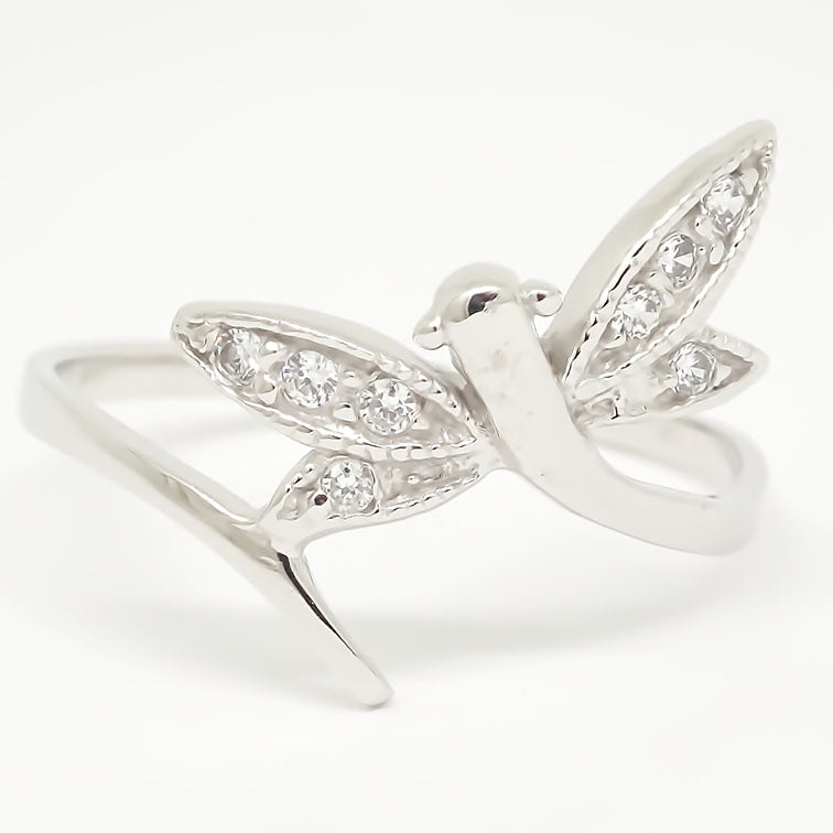 Amor Eterno - Anillo Libélula / Oro 14k Sólido / Blanco