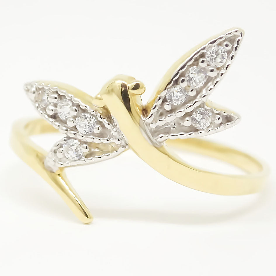 Amor Eterno - Anillo Libélula / Oro 14k Sólido / Amarillo