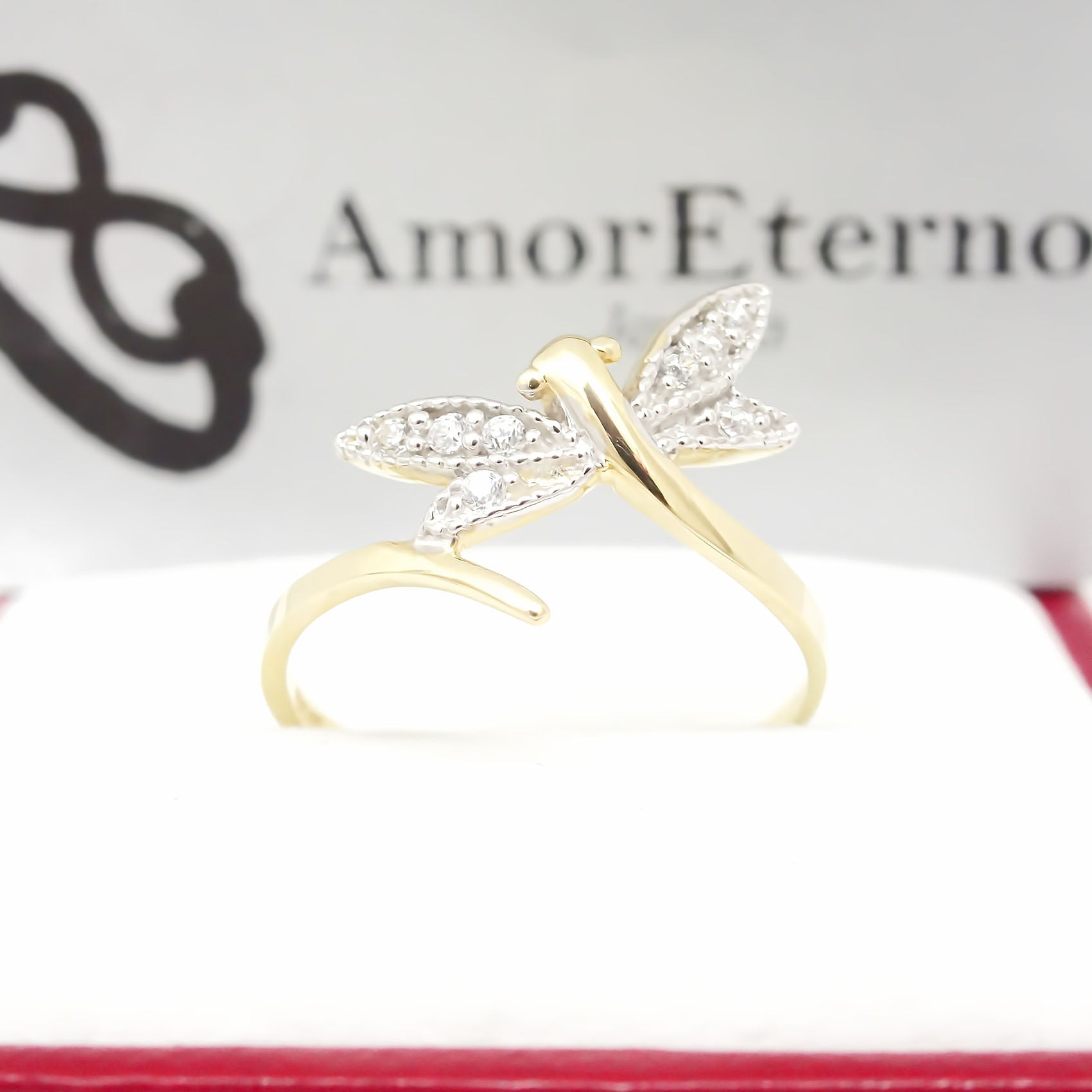 Amor Eterno - Anillo Libélula / Oro 10k Sólido / Amarillo