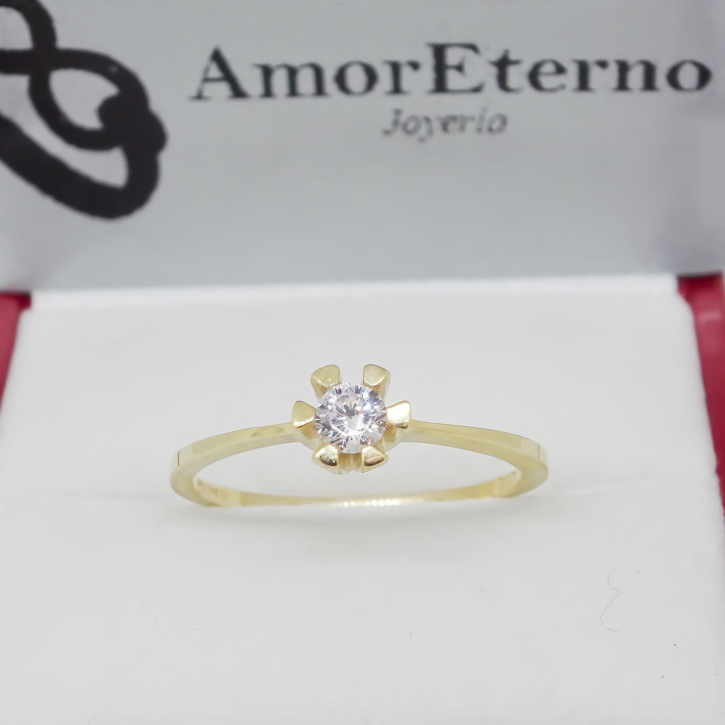 Solitario 6 uñas 14k