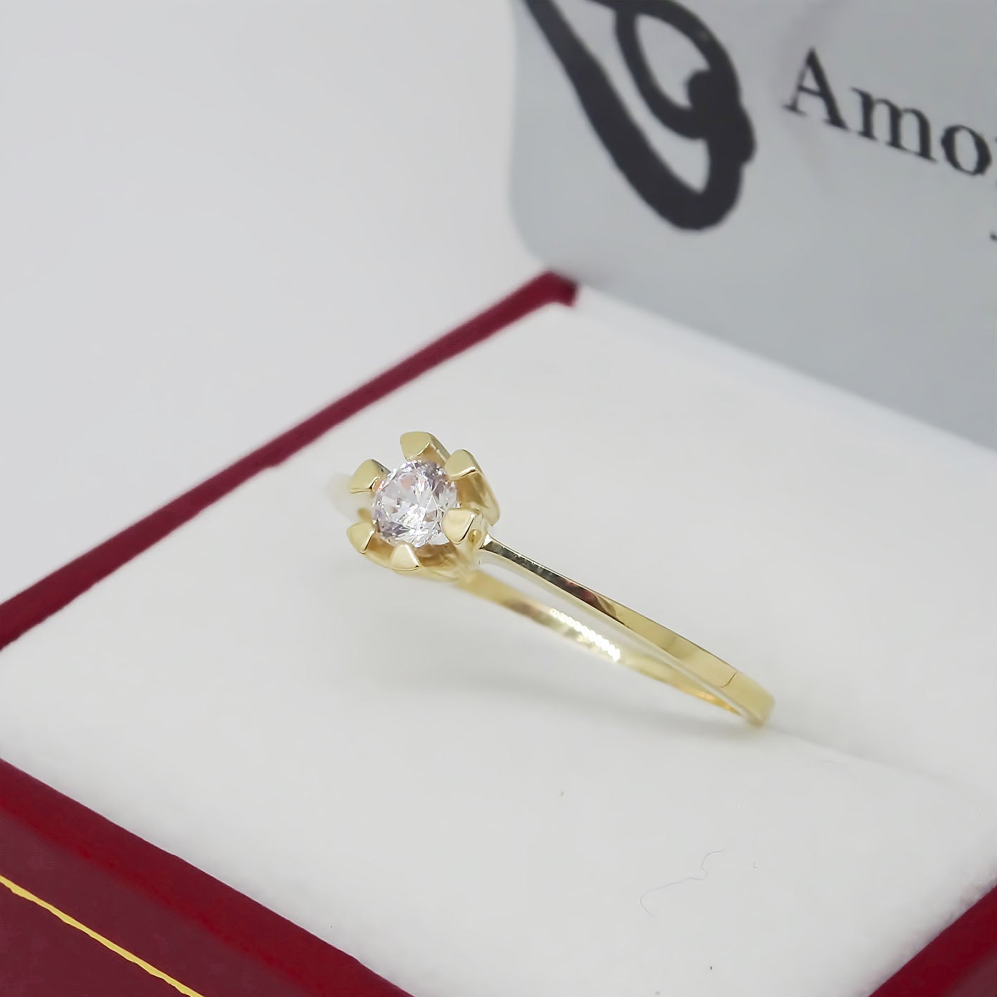 Solitario 6 uñas 14k