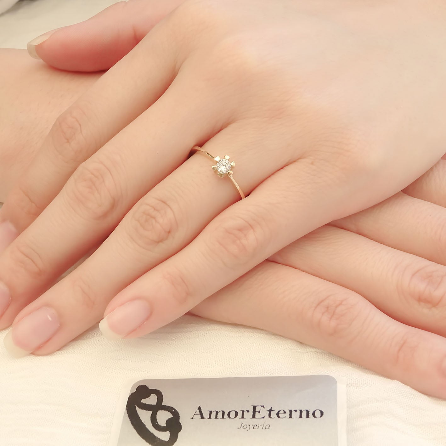 Solitario 6 uñas 14k