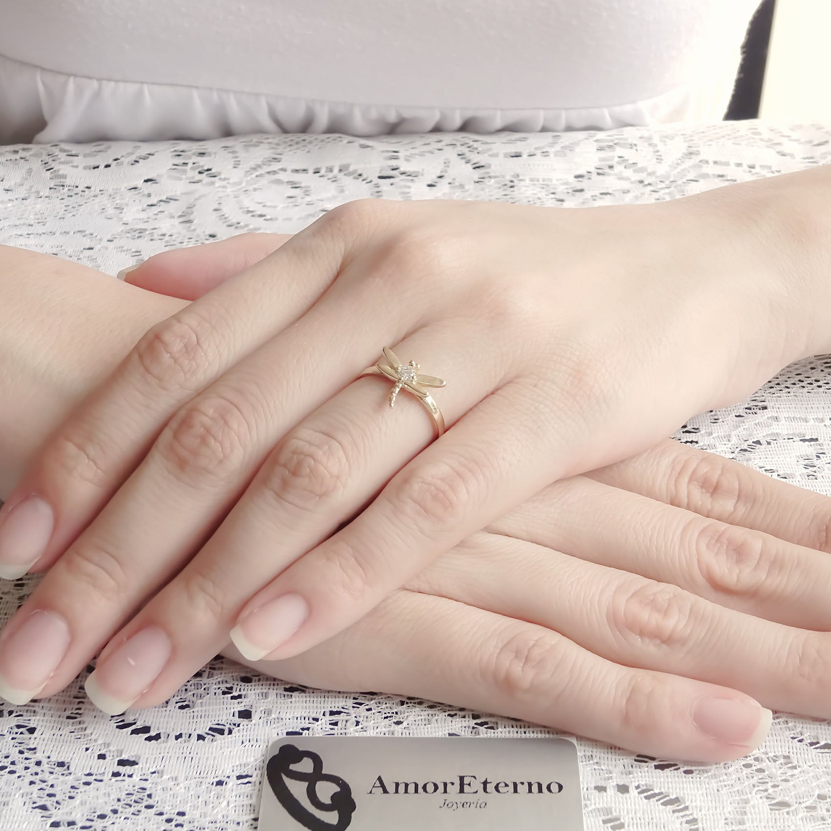 Amor Eterno - Anillo Libellule / Oro 14k Sólido / Amarillo