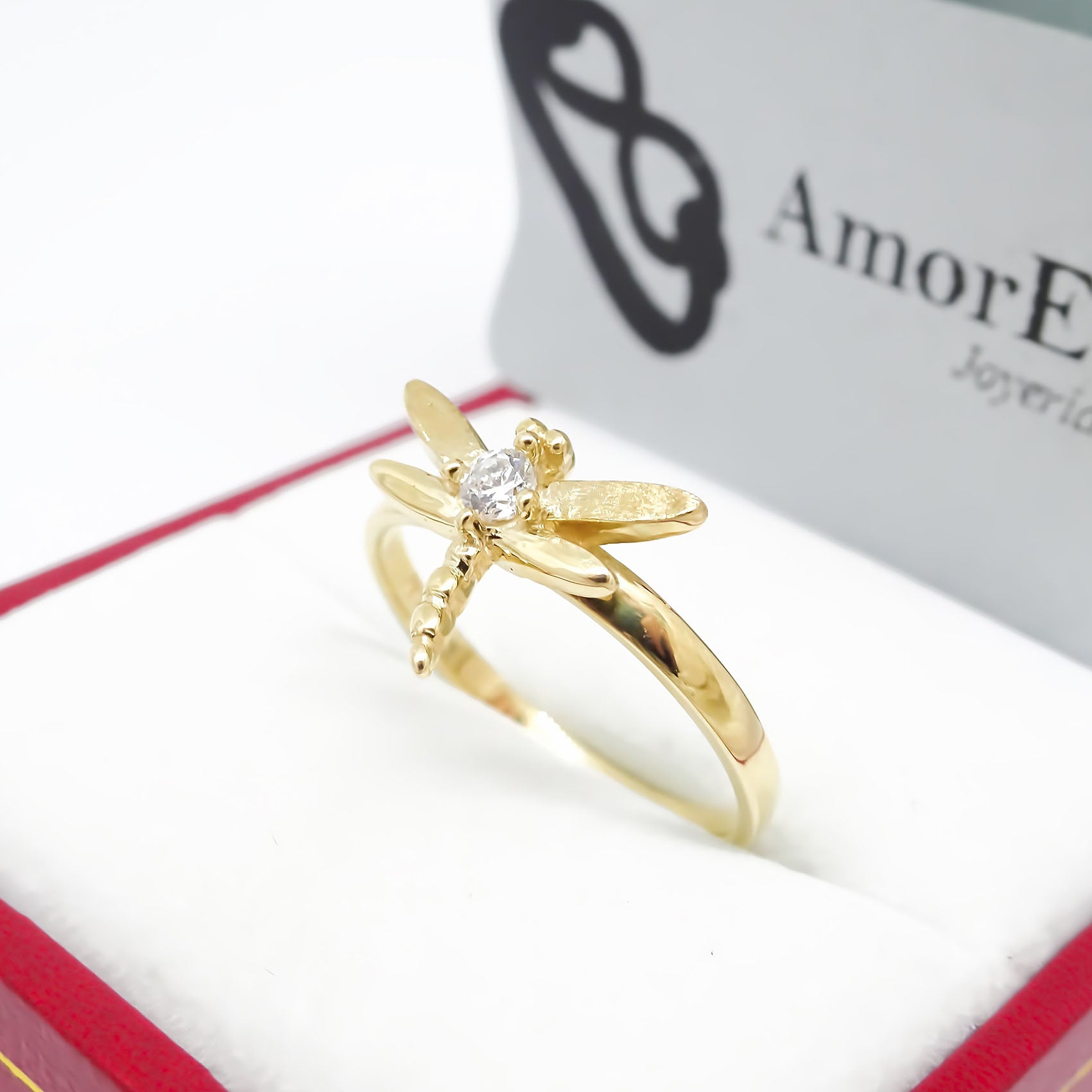 Amor Eterno - Anillo Libellule / Oro 14k Sólido / Amarillo