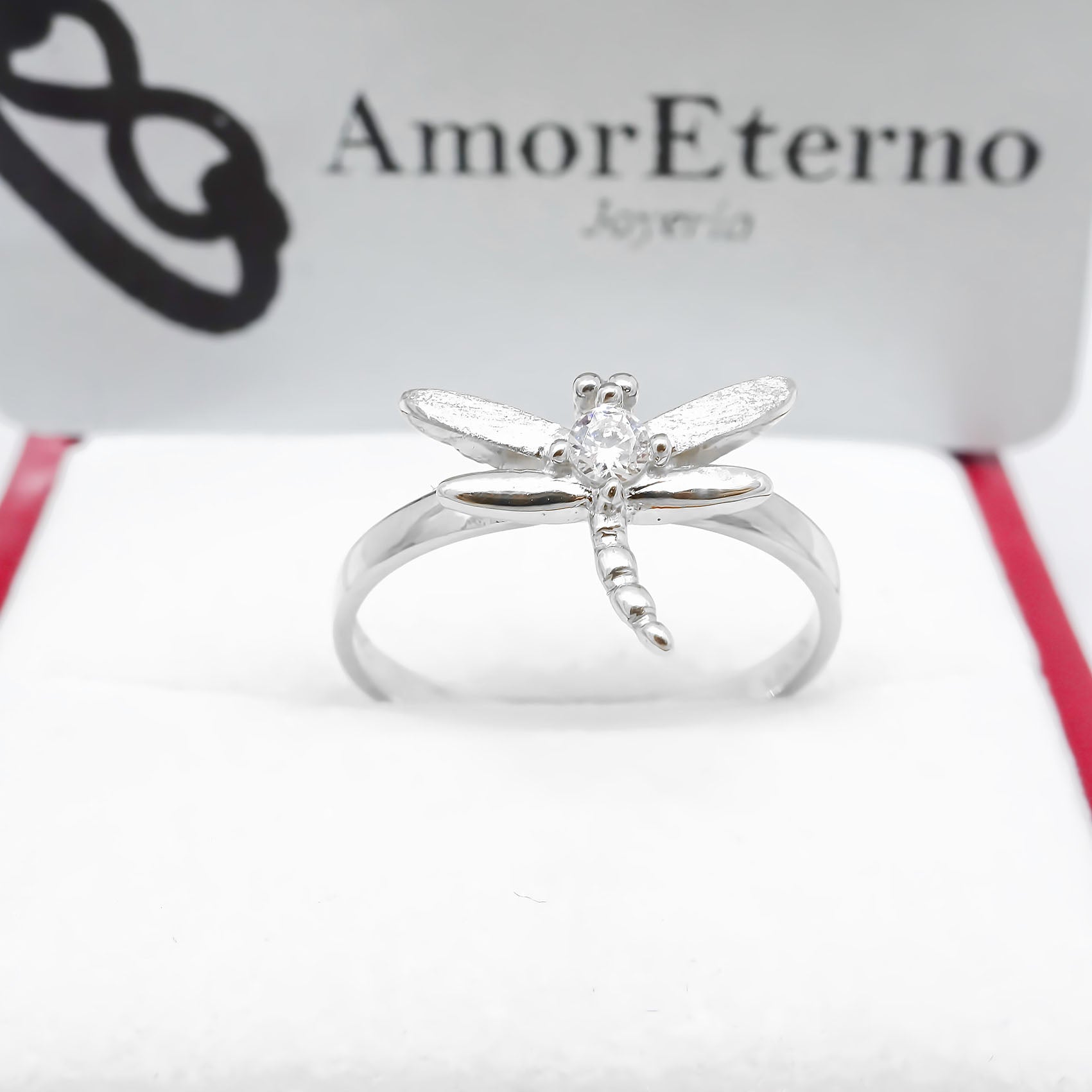 Amor Eterno - Anillo Libellule / Oro 10k Sólido / Blanco
