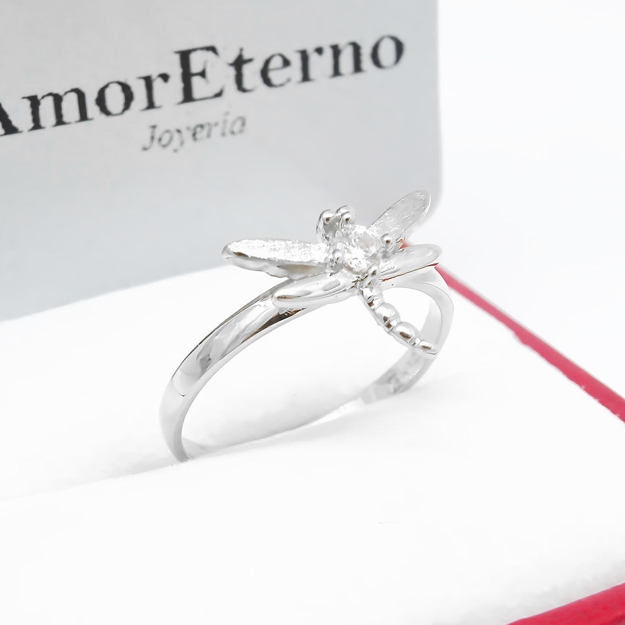 Amor Eterno - Anillo Libellule / Oro 10k Sólido / Blanco