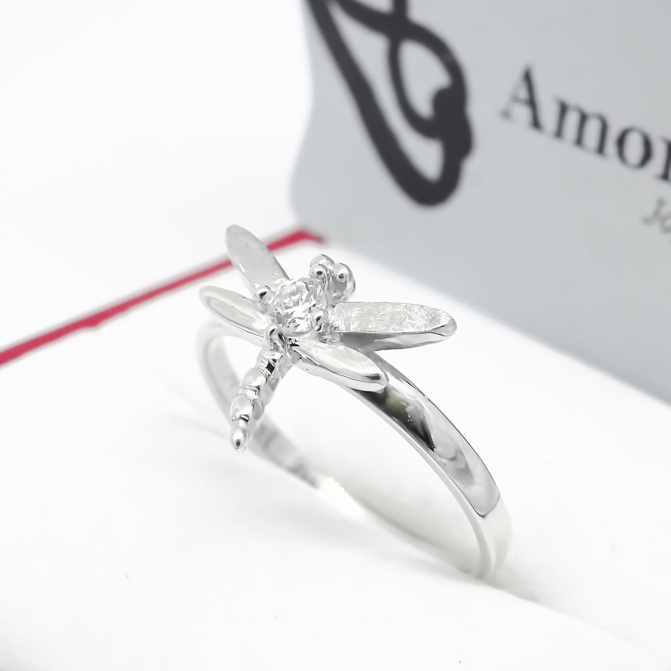 Amor Eterno - Anillo Libellule / Oro 14k Sólido / Blanco