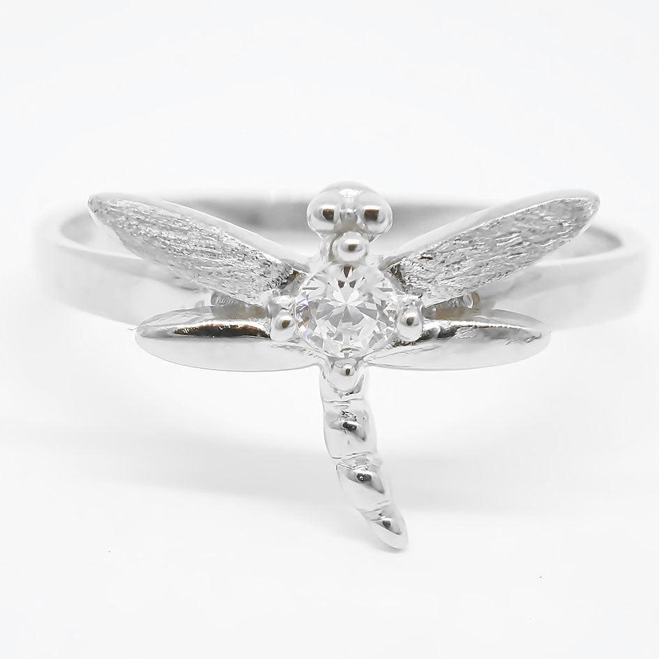 Amor Eterno - Anillo Libellule / Oro 10k Sólido / Blanco