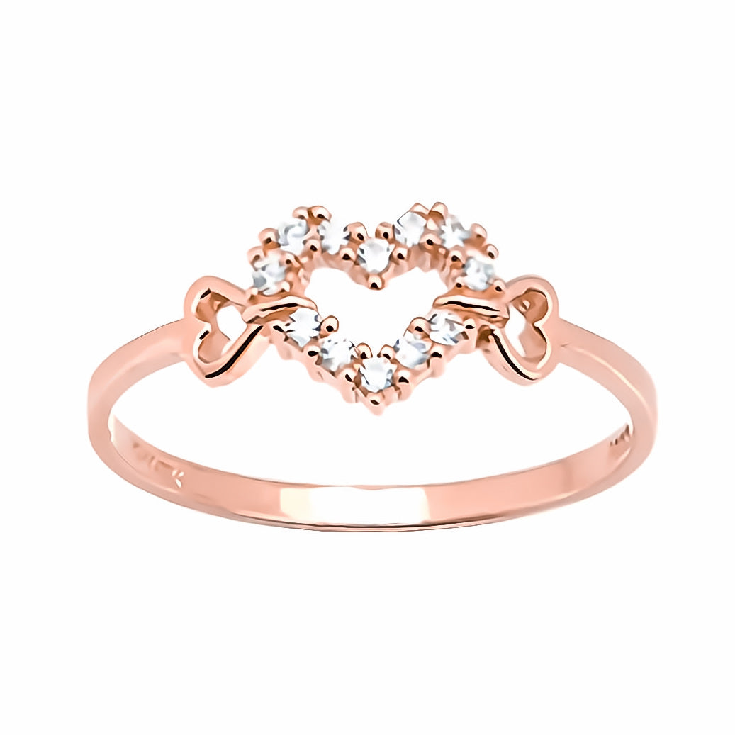 Anillo Corazón Flechado Fabricado En Oro 14k Solido