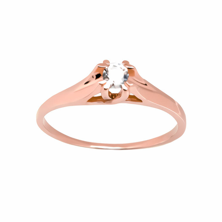 Amor Eterno - Anillo Compromiso / Inglés / Oro Sólido 10k