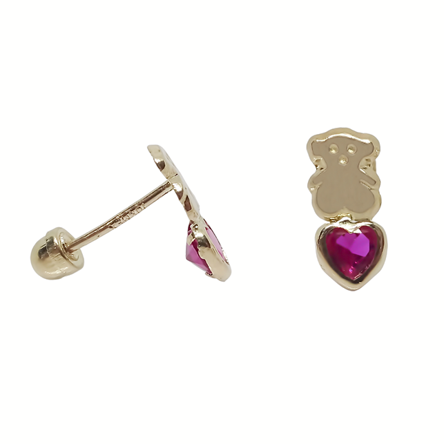 Amor Eterno - Broqueles Aretes / Tous Corazón / Oro 10k / Rojo