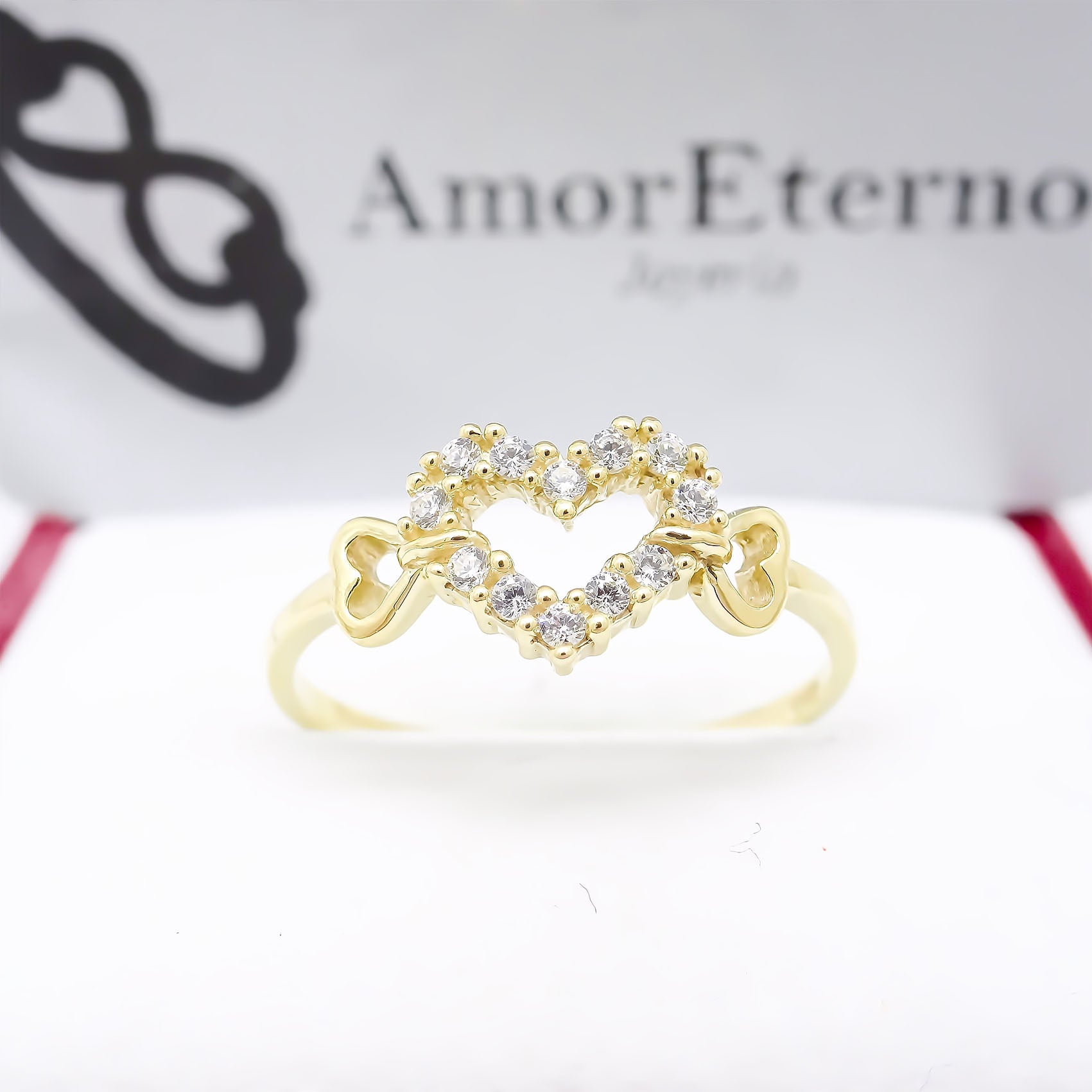 Anillo Corazón Flechado Fabricado En Oro 14k Solido