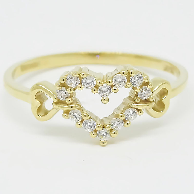 Anillo Corazón Flechado Fabricado En Oro 14k Solido