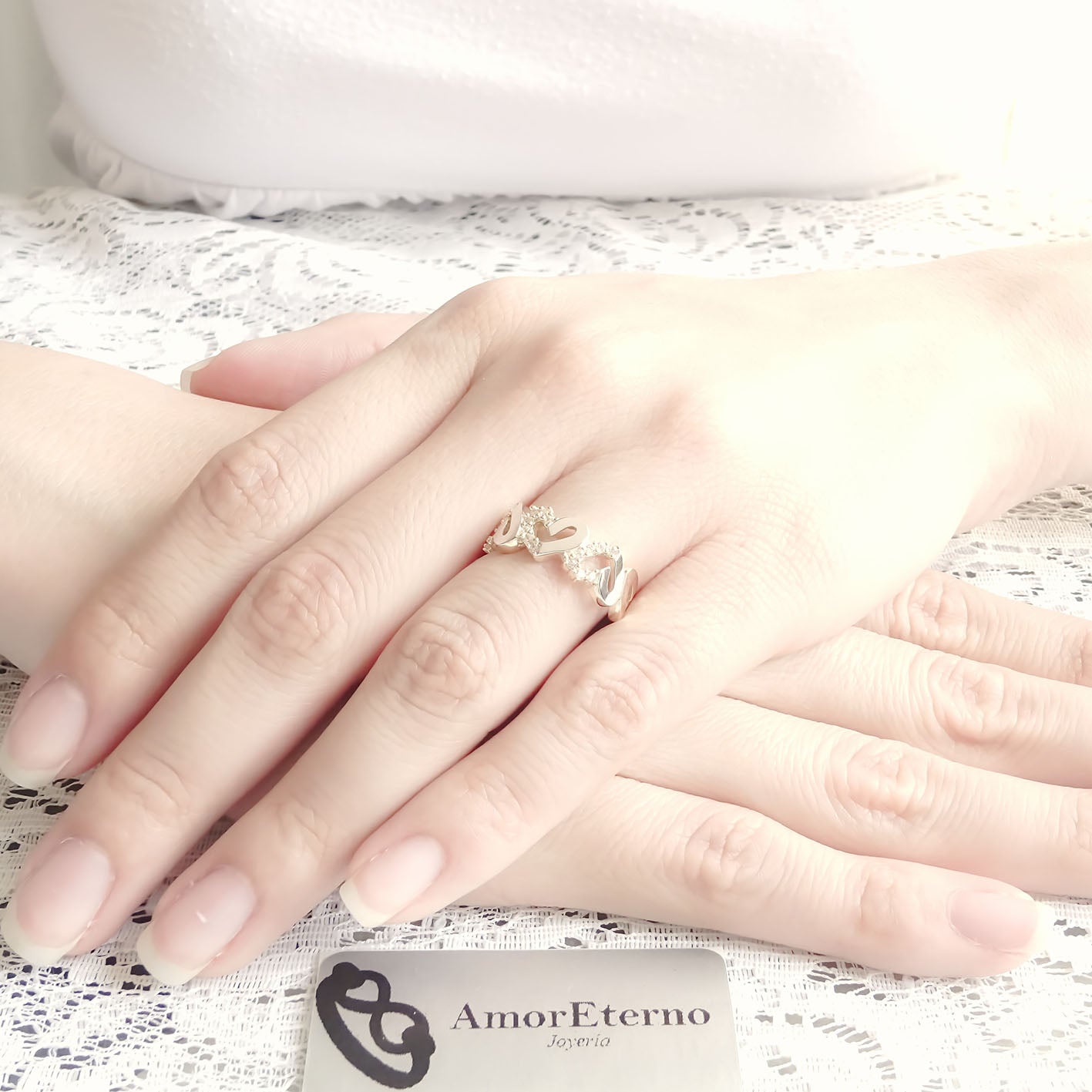 Anillo 3 Corazones 10k