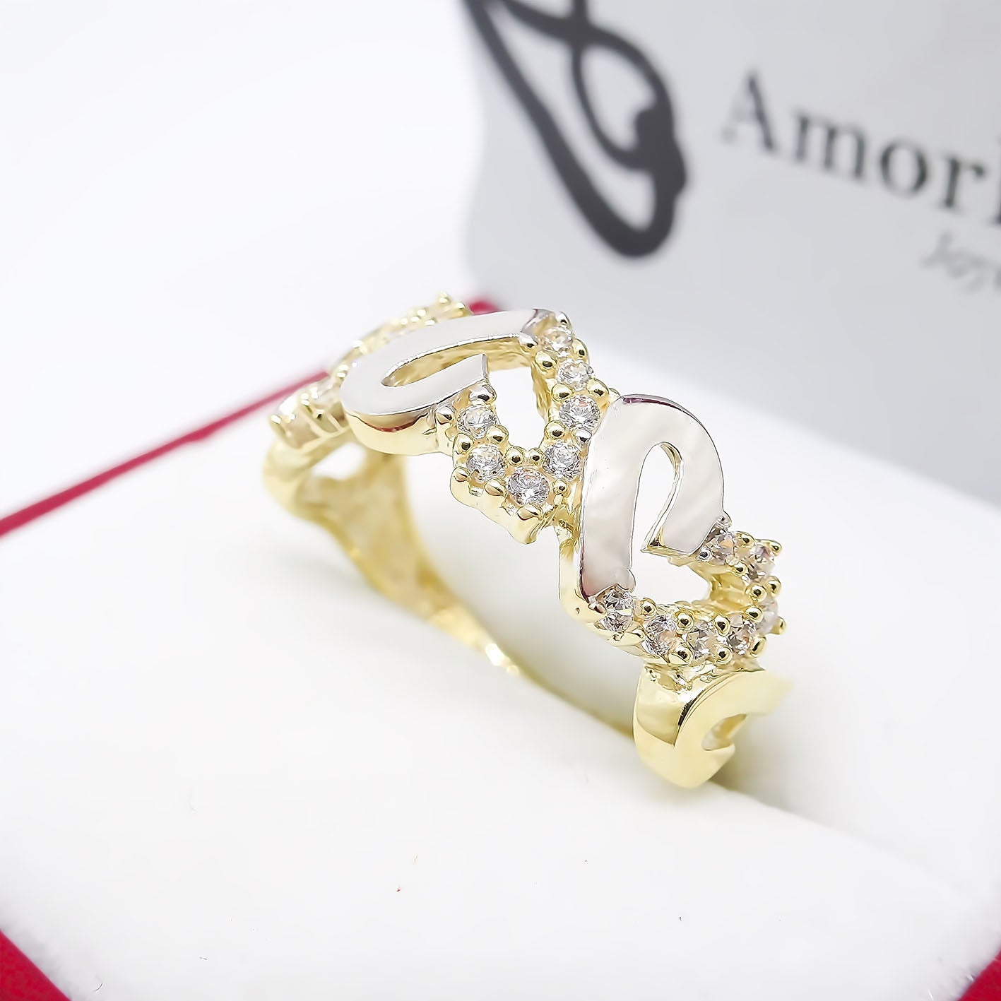 Anillo 3 Corazones 14k