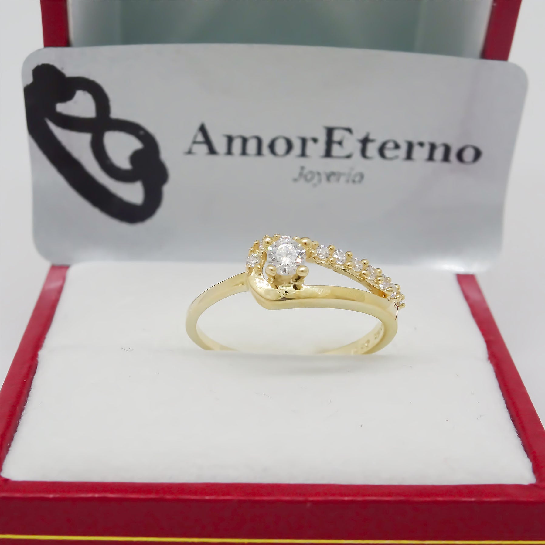 Amor Eterno - Anillo Drop / Oro 10k Sólido