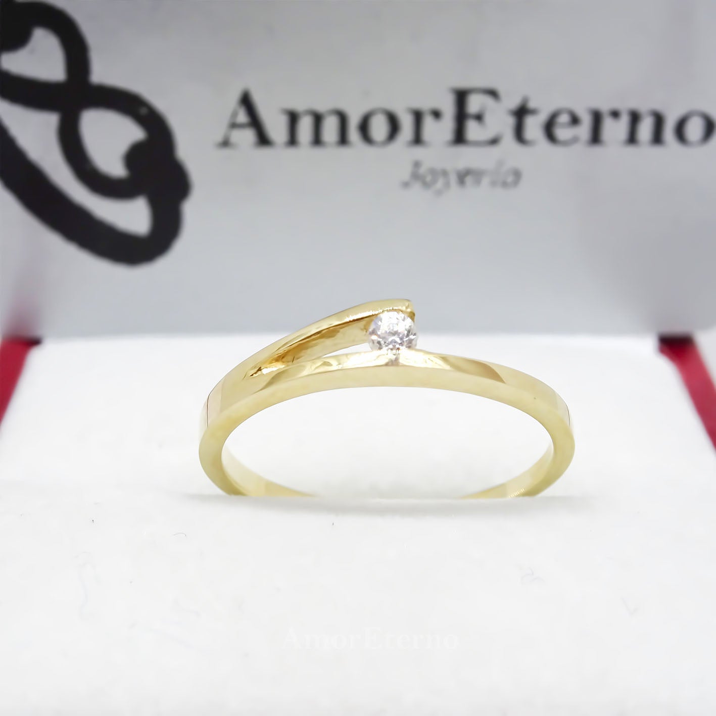 Amor Eterno - Solitario Hermoso / Zauber / Oro 10k Sólido / Amarillo