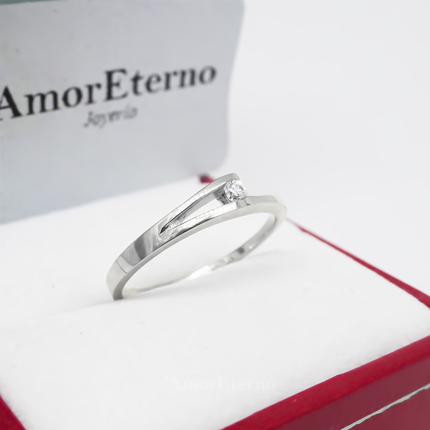 Amor Eterno - Solitario Hermoso / Zauber / Oro 14k Sólido / Blanco