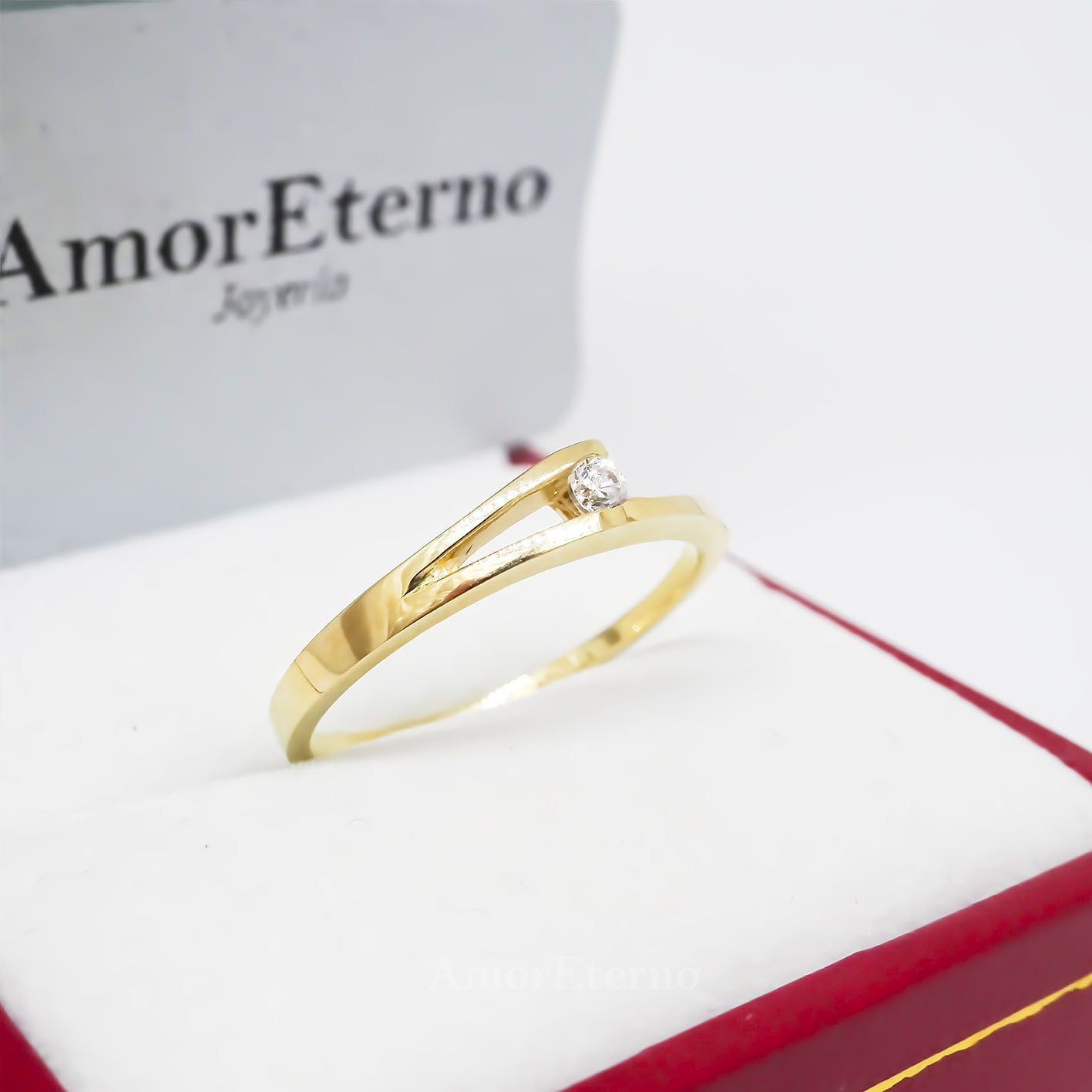 Amor Eterno - Solitario Hermoso / Zauber / Oro 10k Sólido / Amarillo