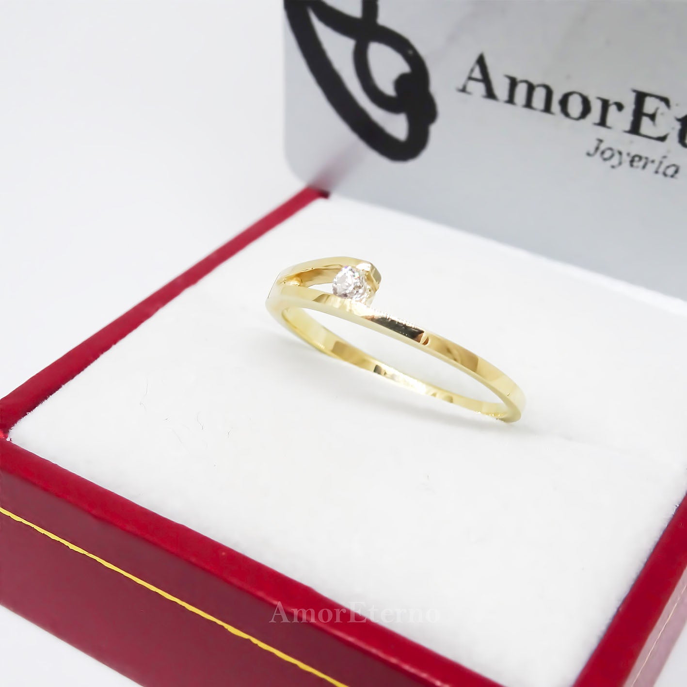 Amor Eterno - Solitario Hermoso / Zauber / Oro 10k Sólido / Amarillo