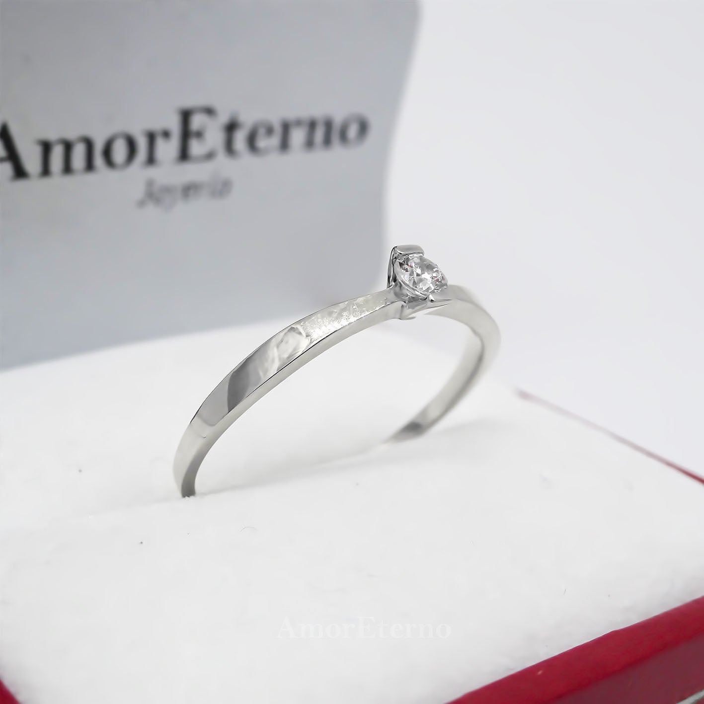 Amor Eterno - Solitario Hermoso / Velmont / Oro 14k Sólido / Blanco