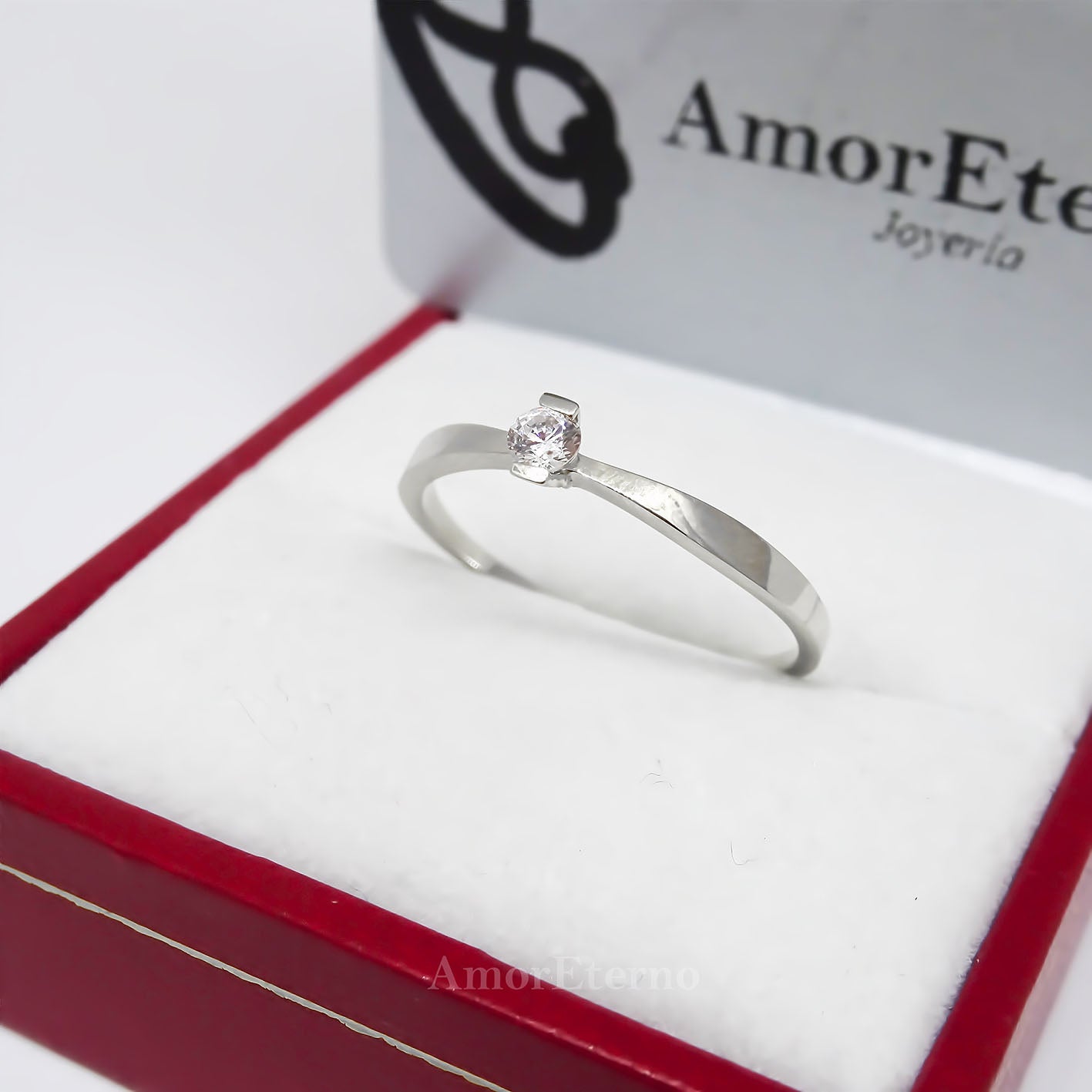 Amor Eterno - Solitario Hermoso / Velmont / Oro 14k Sólido / Blanco