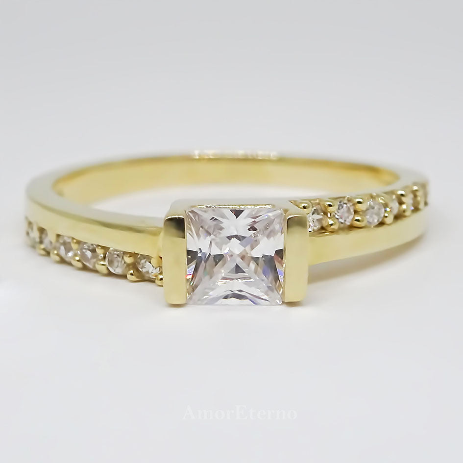 Amor Eterno - Anillo Kristal / Oro 14k Solido