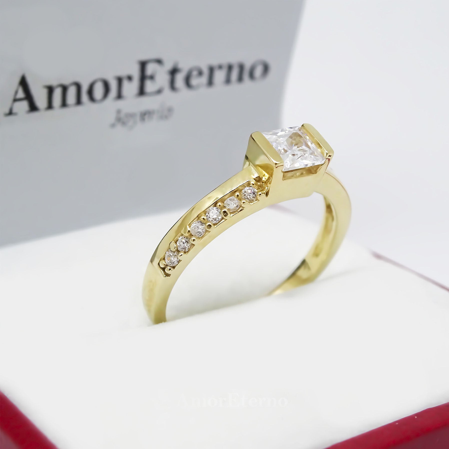 Amor Eterno - Anillo Kristal / Oro 14k Solido