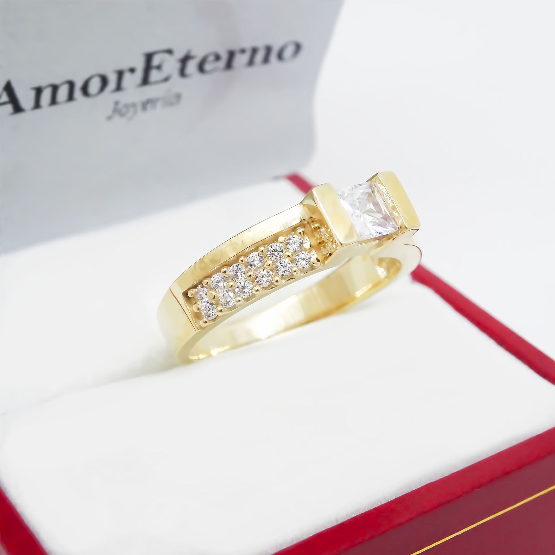 Grueso Anillo Cuadrado 25 En Oro 14k