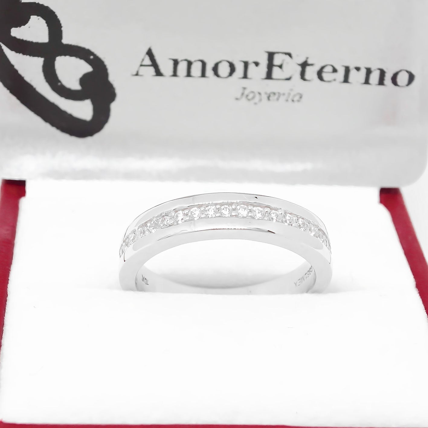 Amor Eterno - Anillo Tiana / Oro Sólido 10k / Blanco