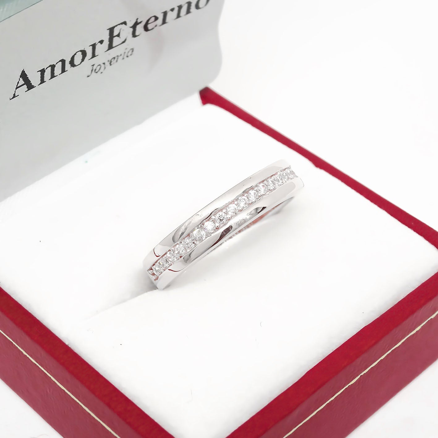 Amor Eterno - Anillo Tiana / Oro Sólido 10k / Blanco