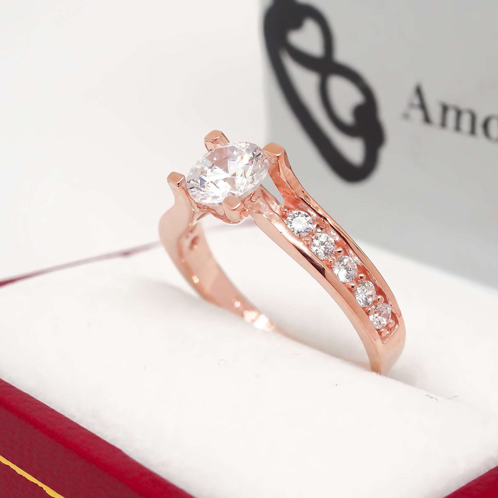 Amor Eterno - Anillo Elenna / Oro Sólido 10k / Rosa
