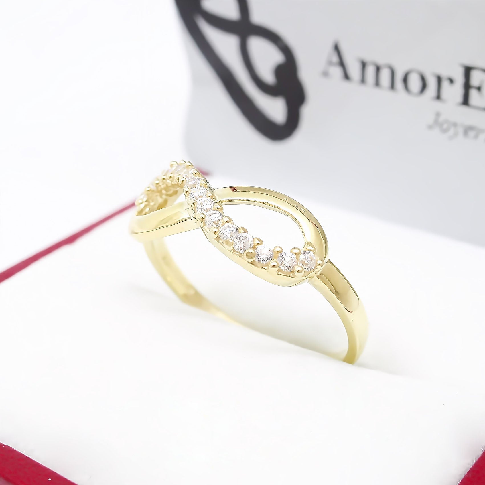 Amor Eterno - Anillo Infinito Con Diamantes / Oro Sólido 14k