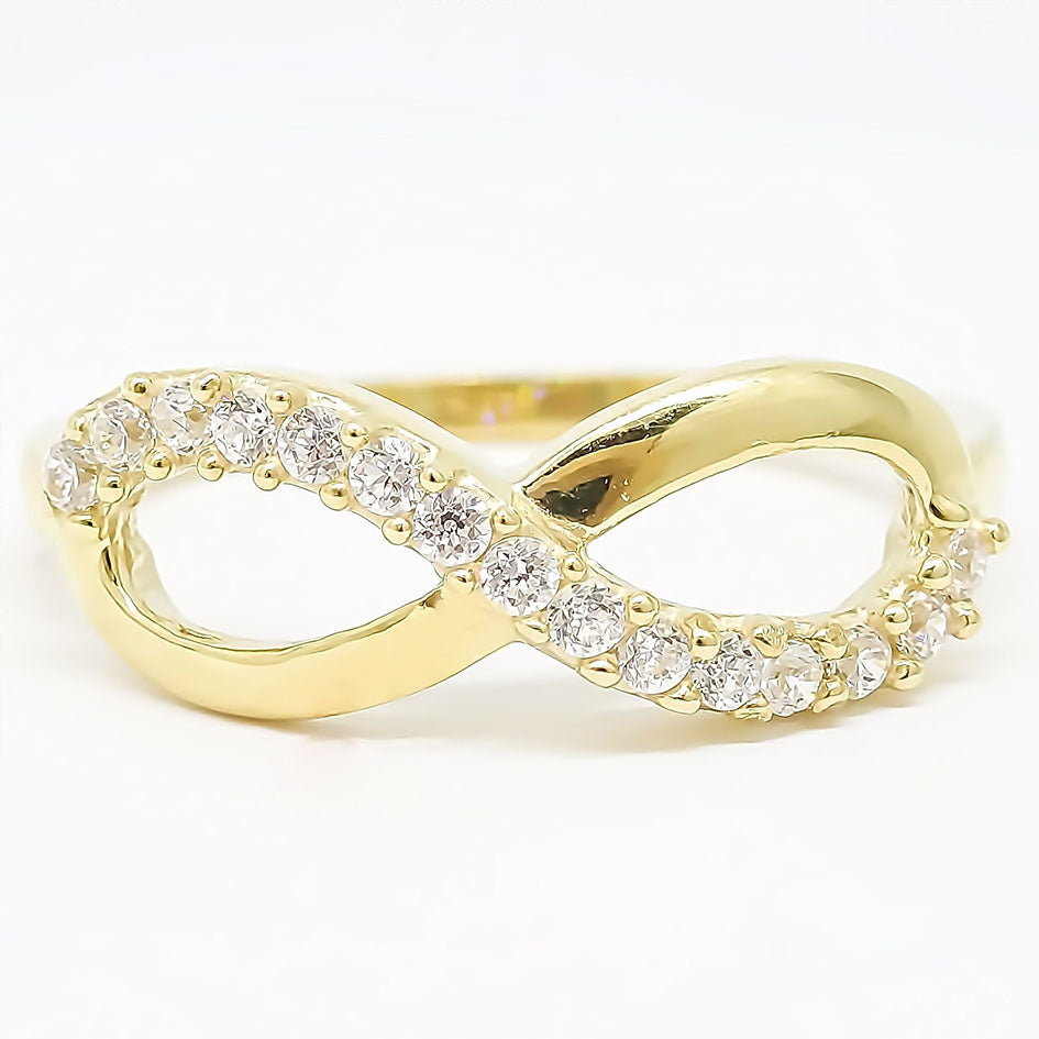 Amor Eterno - Anillo Infinito Con Diamantes / Oro Sólido 14k