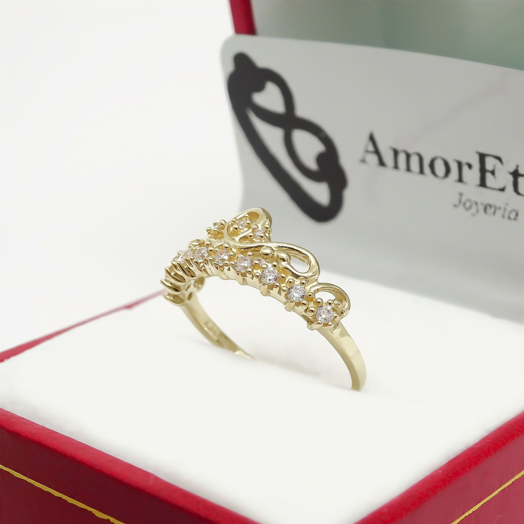 Amor Eterno - Anillo Corona Ingrid - Oro Solido 10k