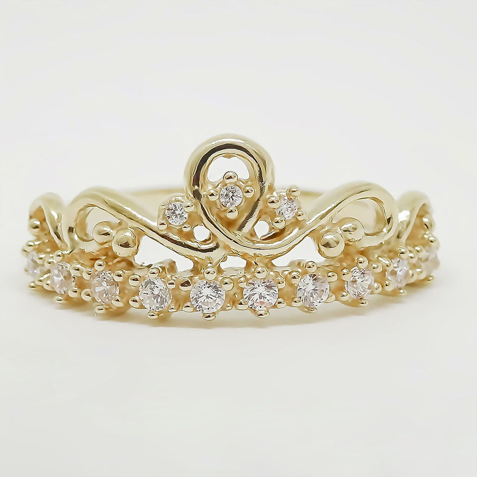 Amor Eterno - Anillo Corona Ingrid / Oro Solido 14k
