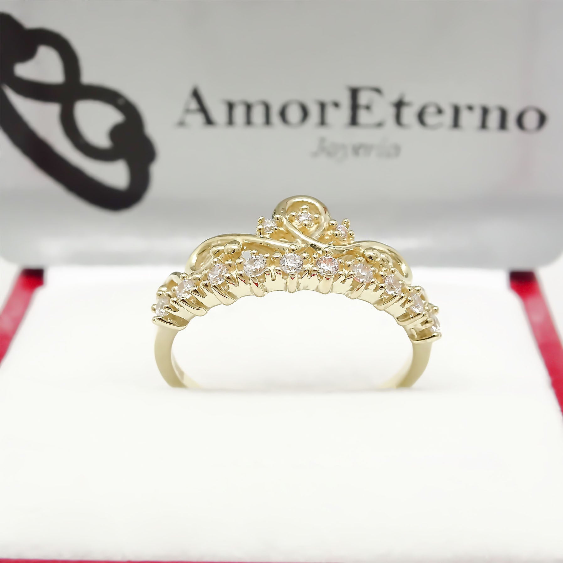 Amor Eterno - Anillo Corona Ingrid / Oro Solido 14k
