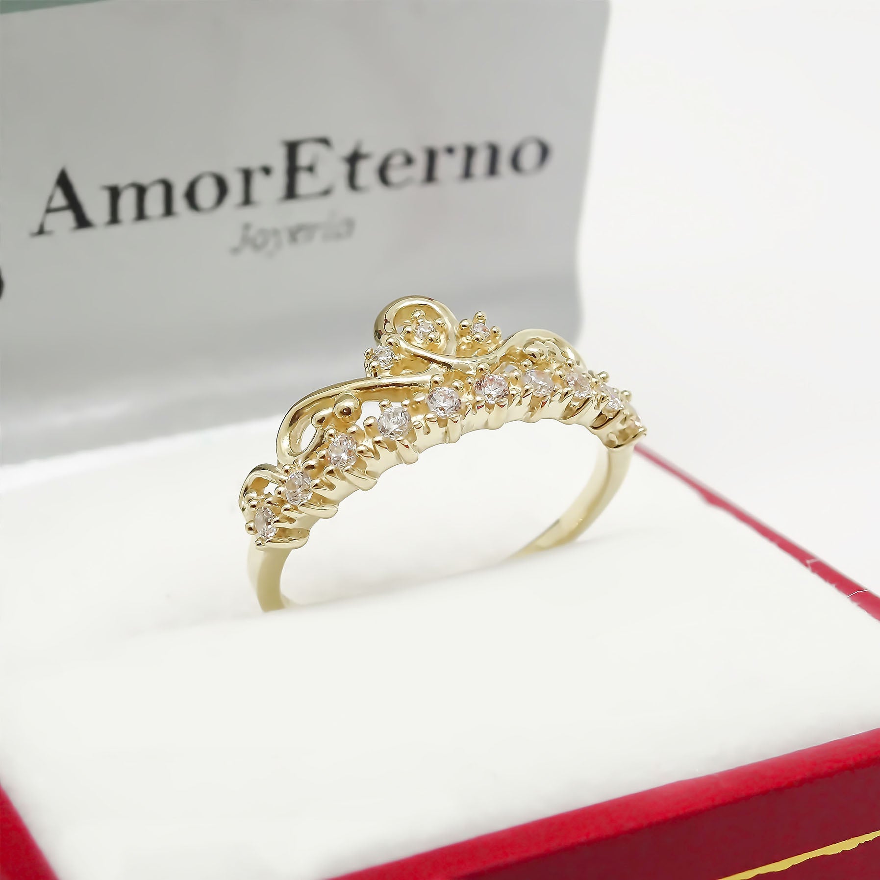 Amor Eterno - Anillo Corona Ingrid / Oro Solido 14k