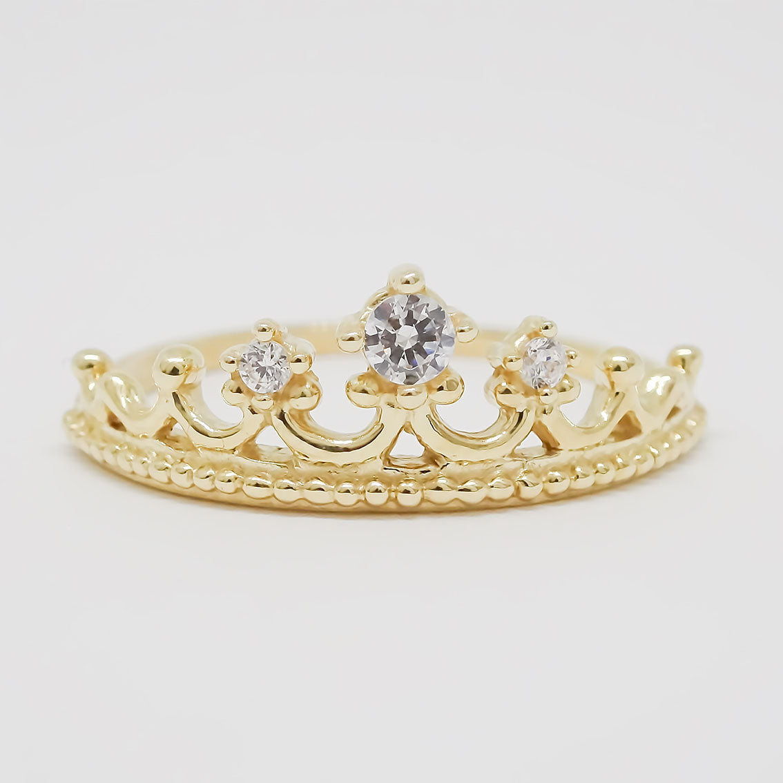 Amor Eterno - Anillo Corona Leslie / Oro Sólido 14k