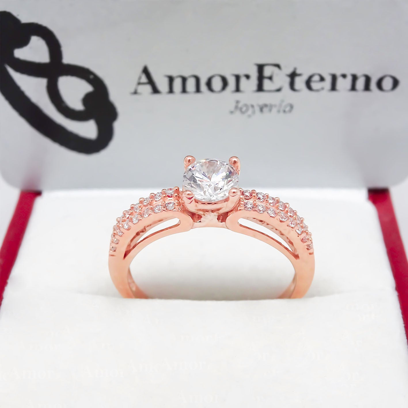 Amor Eterno - Anillo Europa / Oro Sólido 10k / Rosa