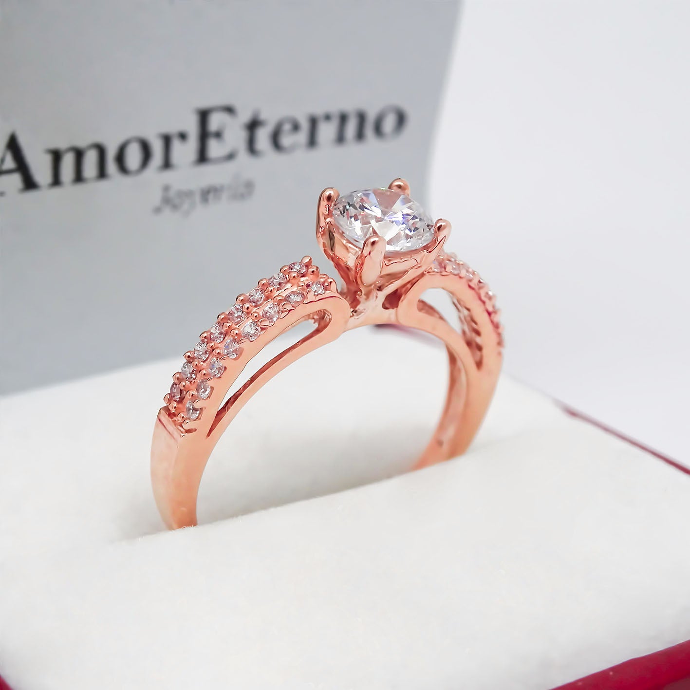 Amor Eterno - Anillo Europa / Oro Sólido 10k / Rosa