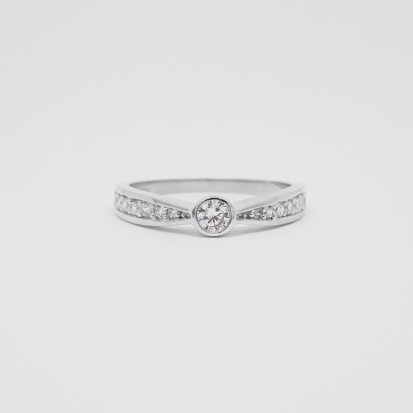 Amor Eterno - Anillo Redondel / Oro 14k Solido / Blanco