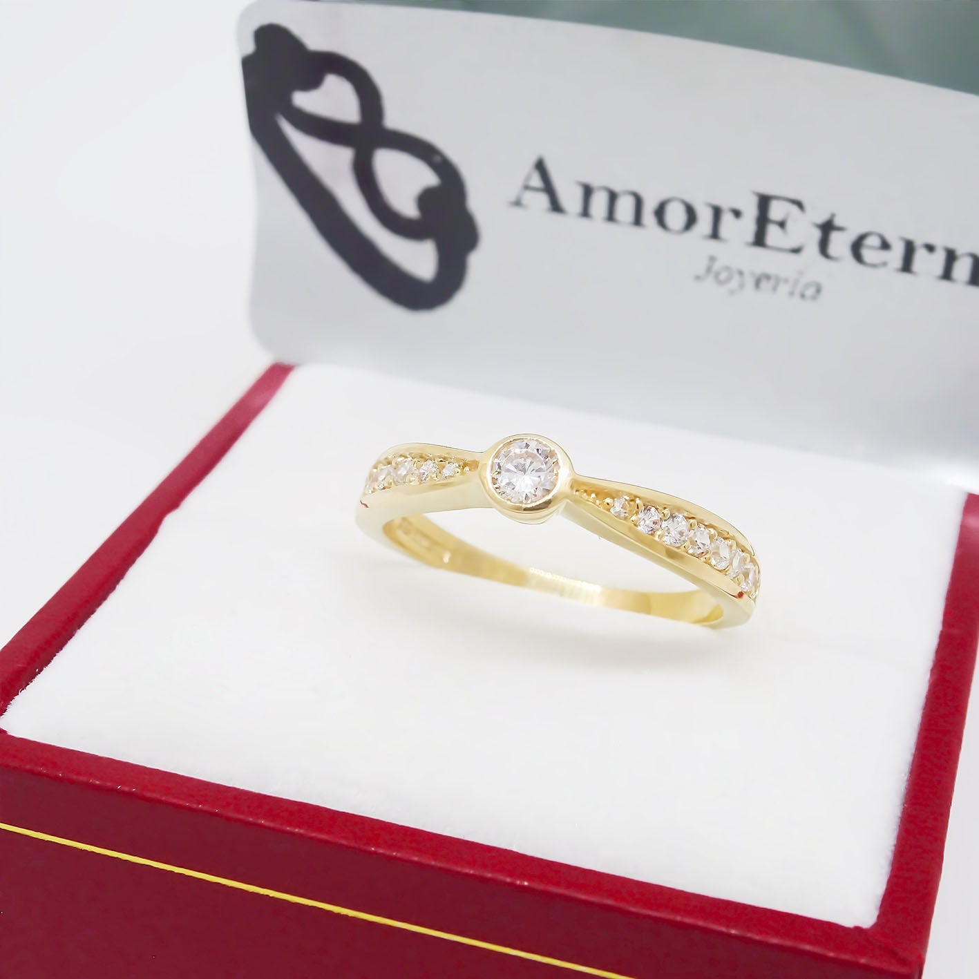 Amor Eterno - Anillo Redondel / Oro 14k Solido / Amarillo